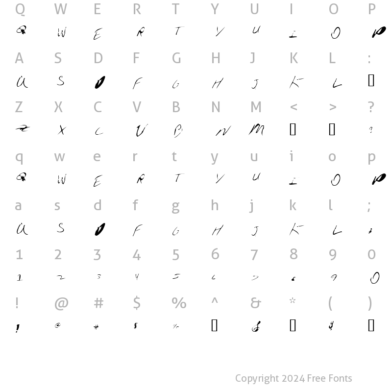 Character Map of schleterian Regular