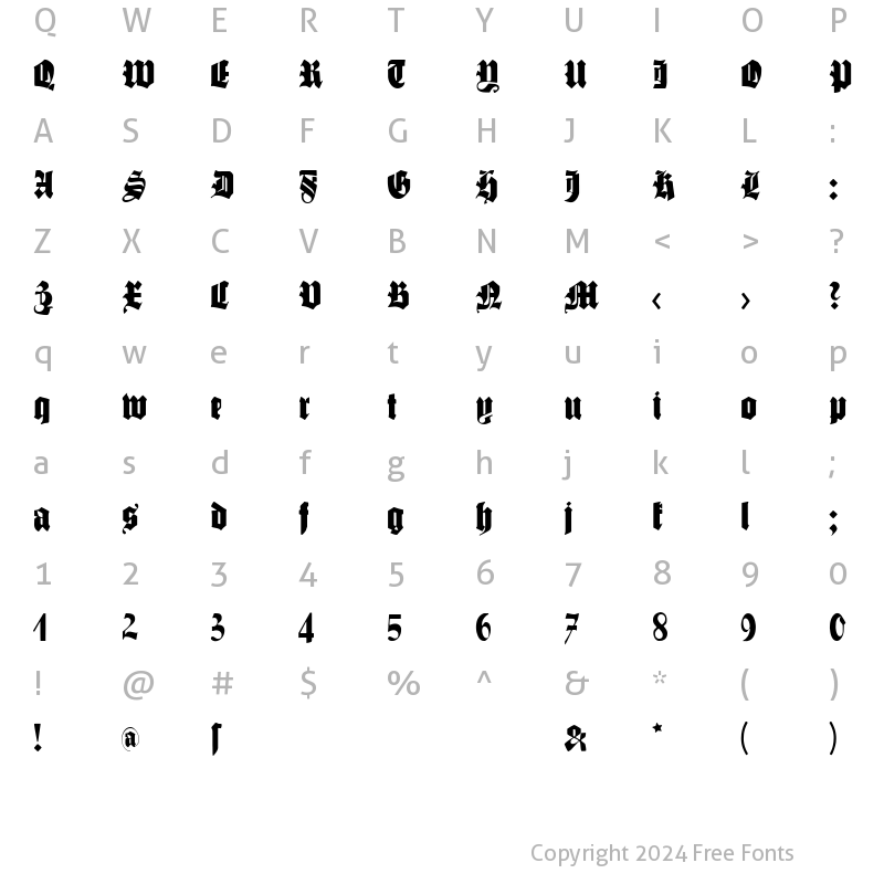 Character Map of SchmaleGotischMK Regular