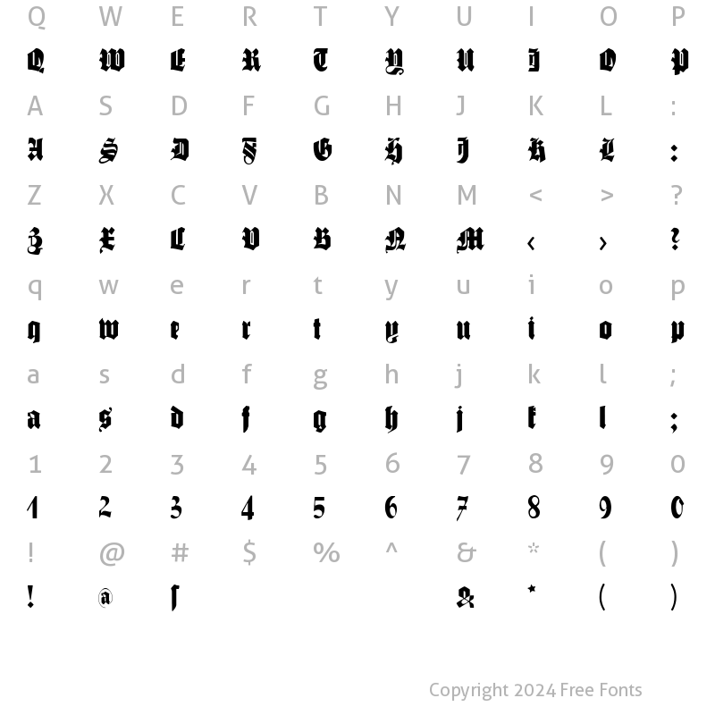 Character Map of SchmalfetteGotisch Regular