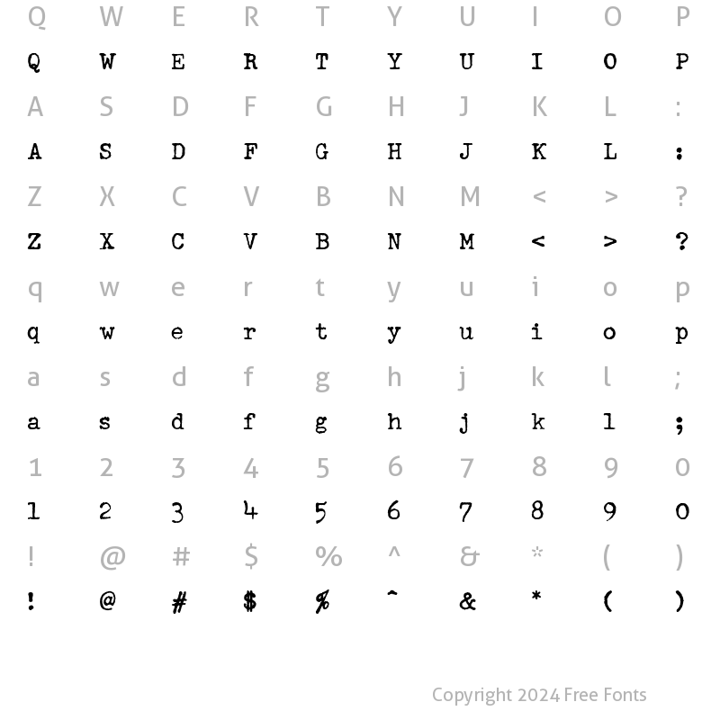 Character Map of Schmutz ICG Cleaned Regular