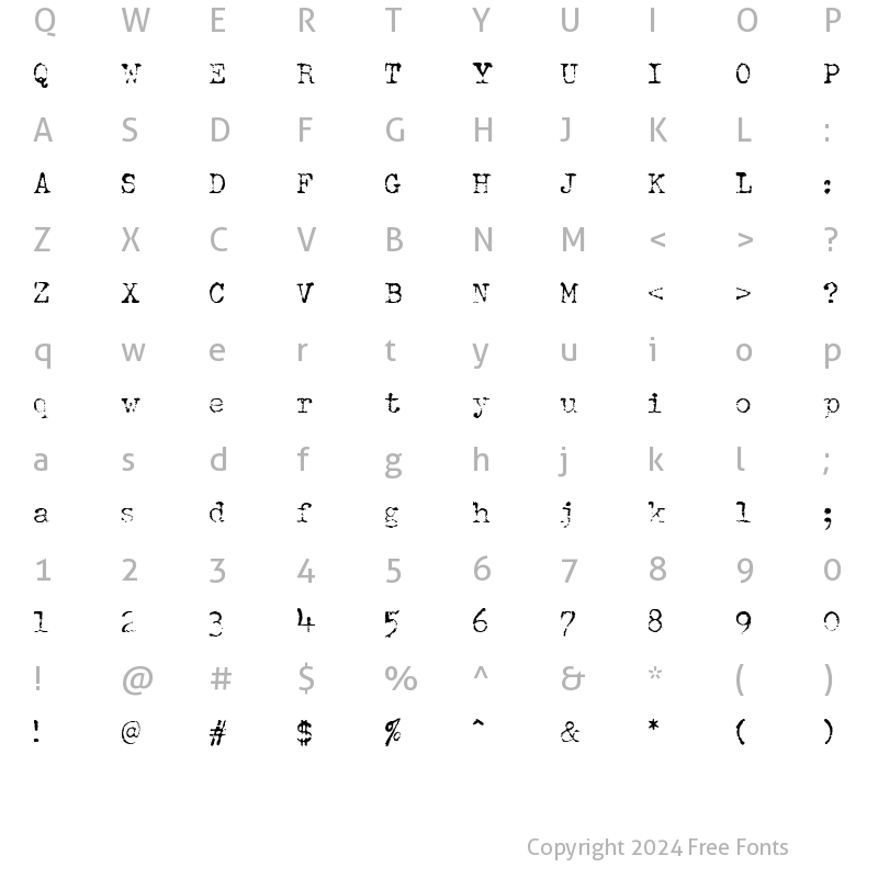 Character Map of Schmutz ICG Corroded Regular