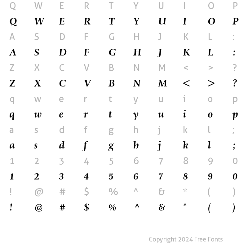 Character Map of Schneider-Antiqua BQ Regular