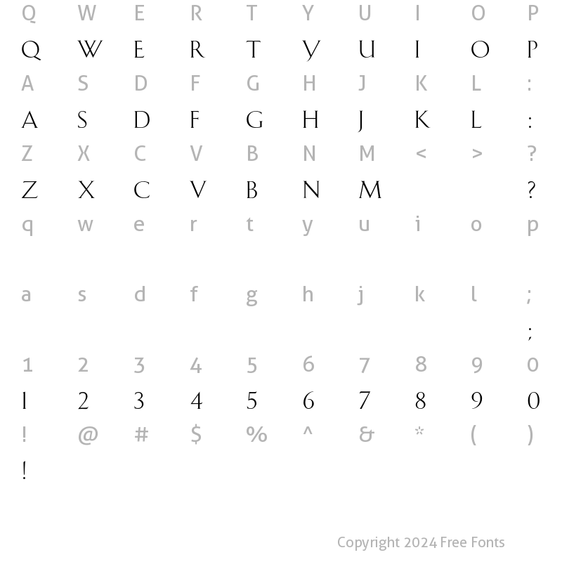 Character Map of Schneidler HTF-Titling Regular