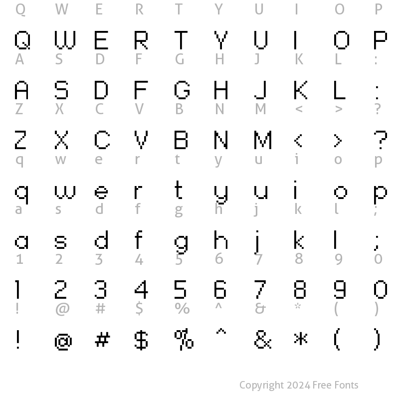 Character Map of schoenecker 10_55 Regular