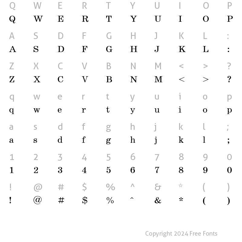 Character Map of SchoolBook Cyrillic