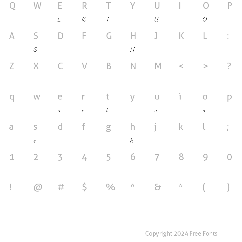 Character Map of SchoolManuscriptPlainDemo Regular