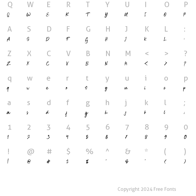 Character Map of Schoolyst Regular