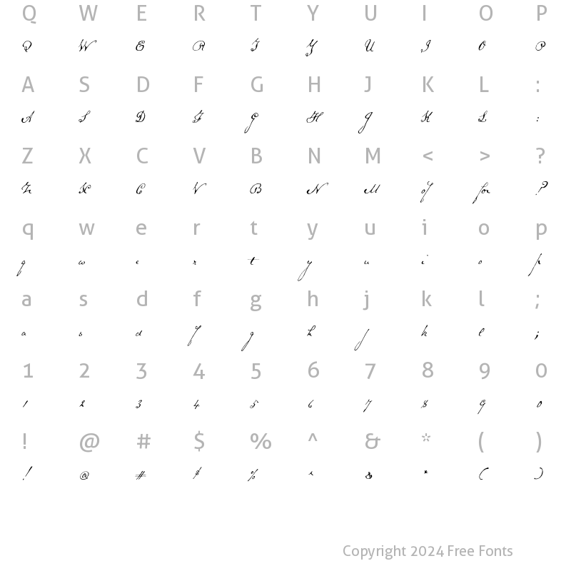 Character Map of SchoonerScript Regular