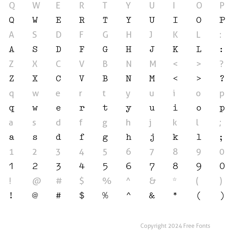 Character Map of SchreibmaschineEF-Regular Regular