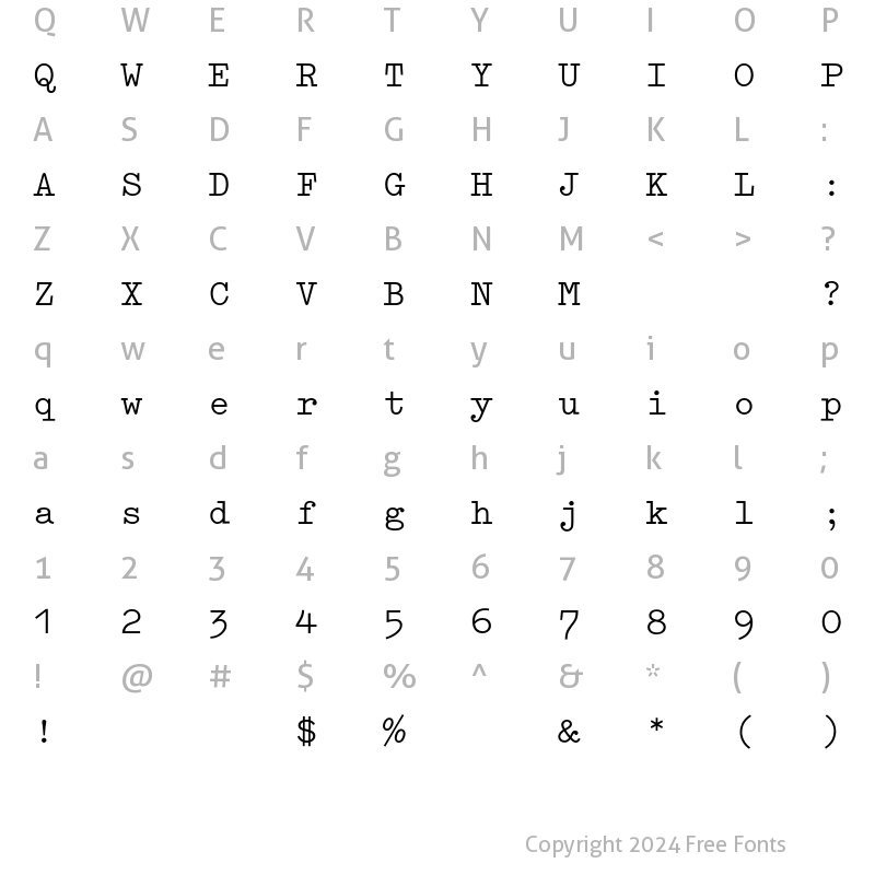 Character Map of Schreibmaschinenschrift BQ Regular