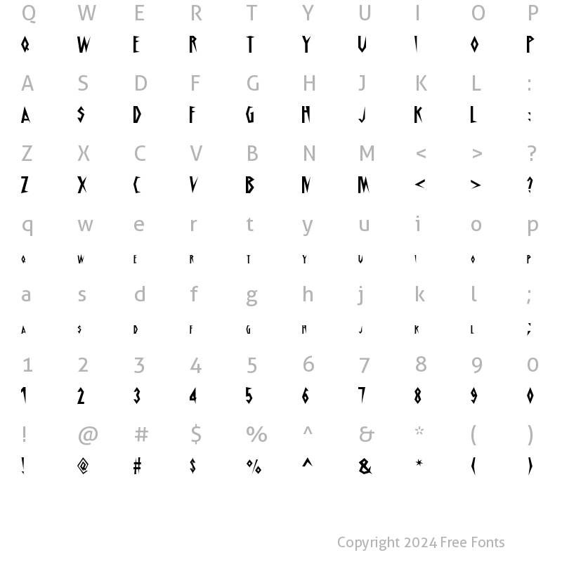 Character Map of Schrill Regular