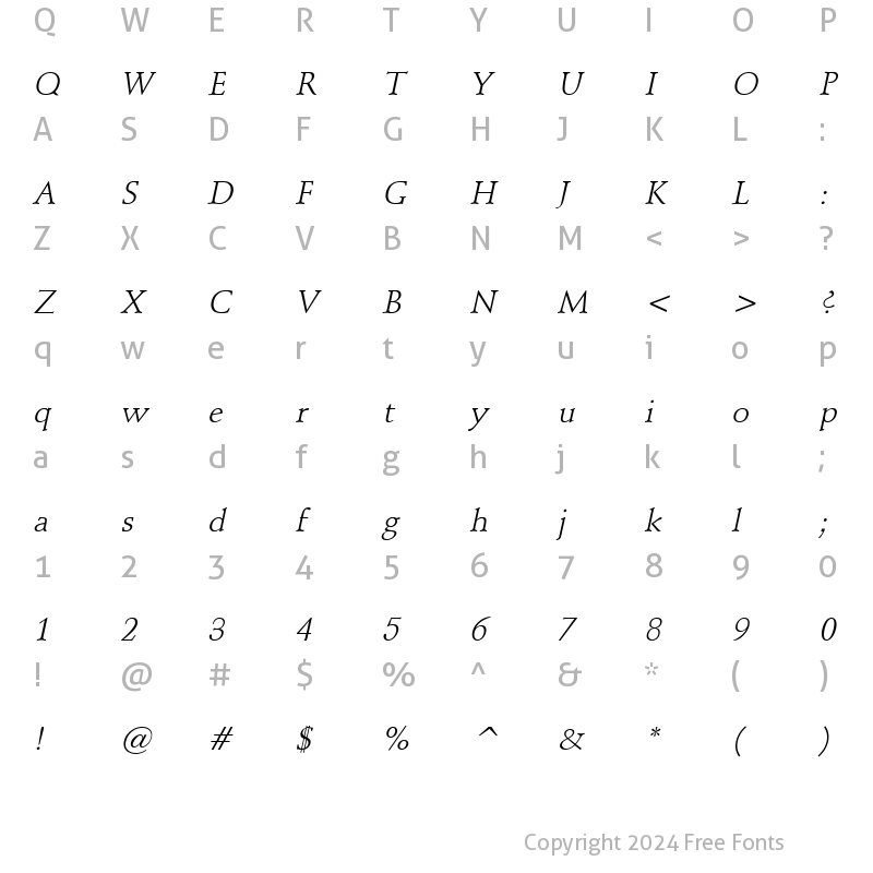 Character Map of Schroeder Italic