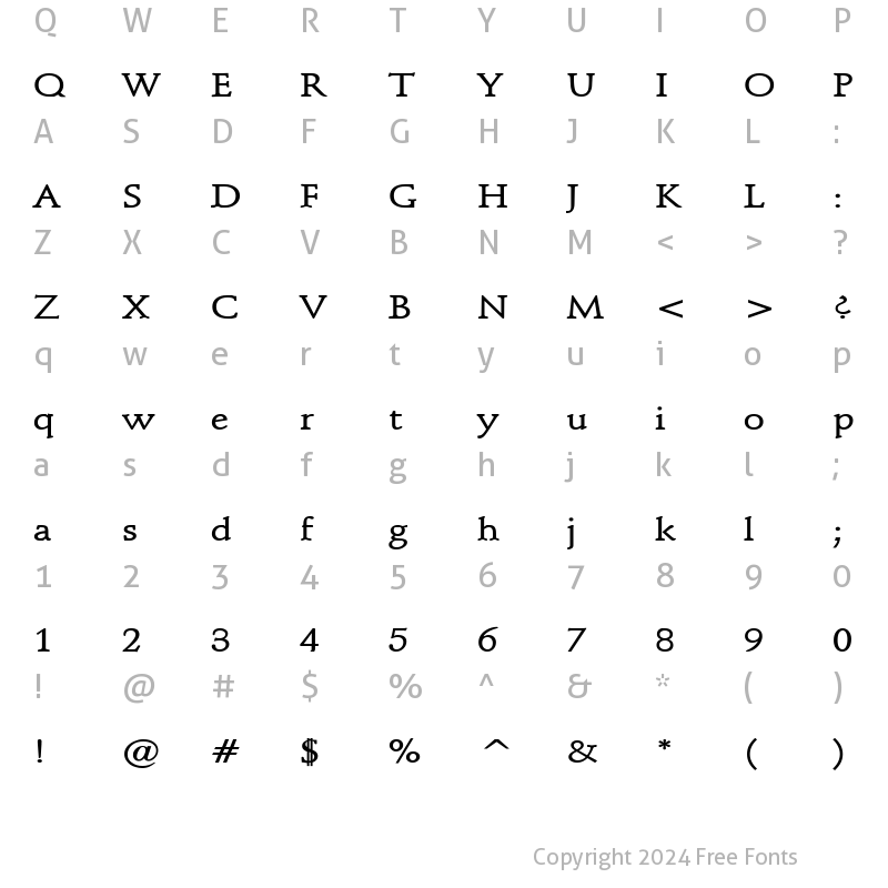 Character Map of Schroeder Wide Bold