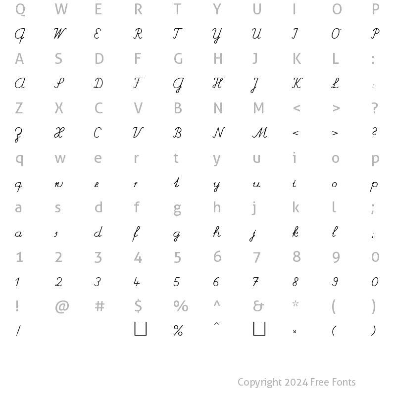 Character Map of Schulschrift CH DB Normal