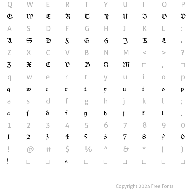 Character Map of Schwaben Alt Bold