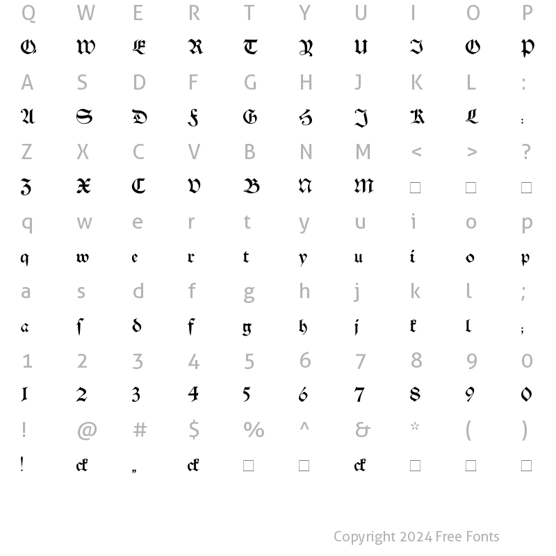 Character Map of Schwaben Alt bold