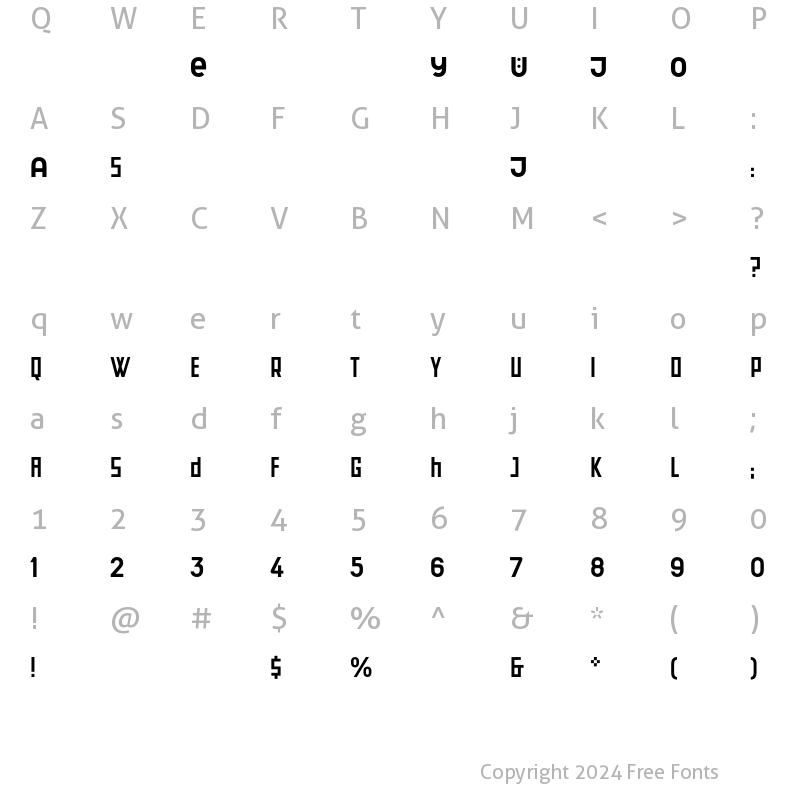 Character Map of SchwittersArchiType Regular