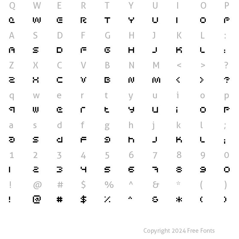 Character Map of Sci Fied Bitmap Regular