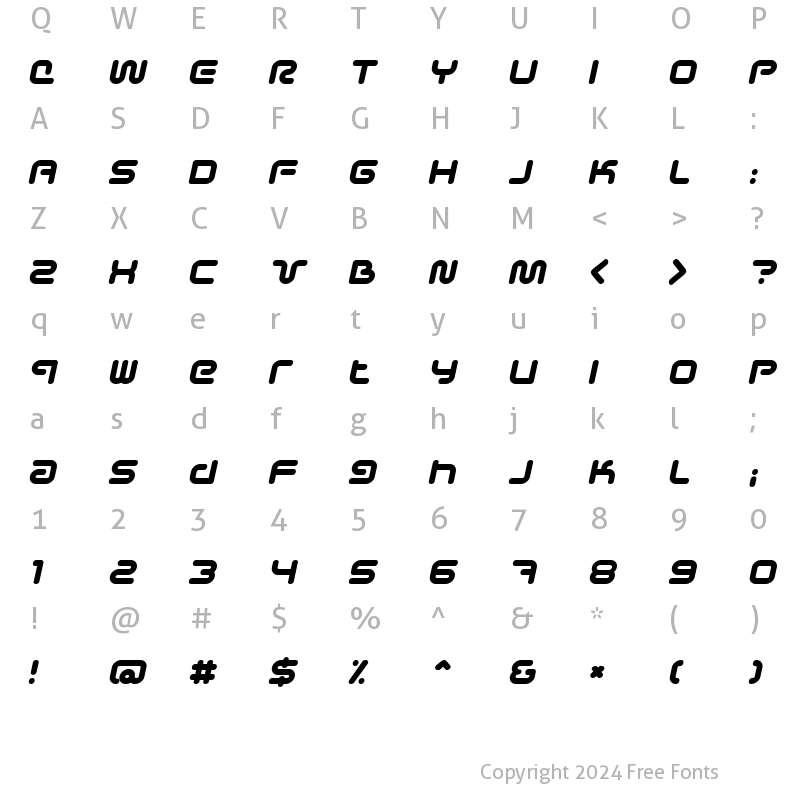 Character Map of Sci Fied BoldItalic