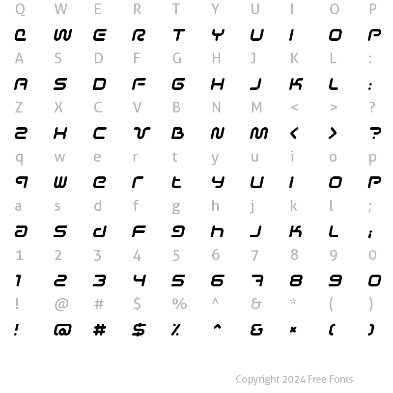 Character Map of Sci Fied Italic