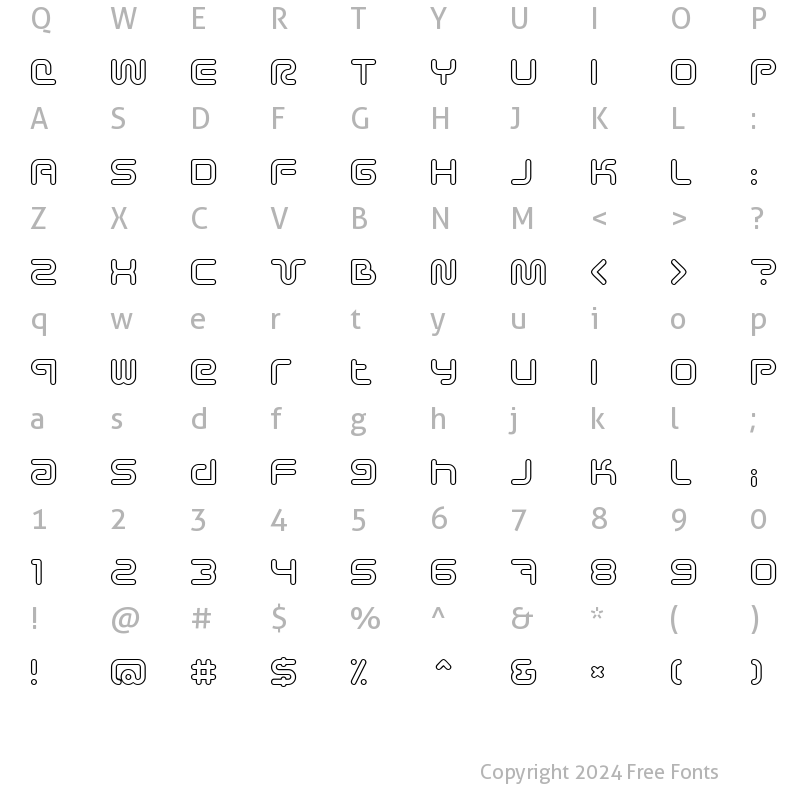 Character Map of Sci Fied Outline Regular