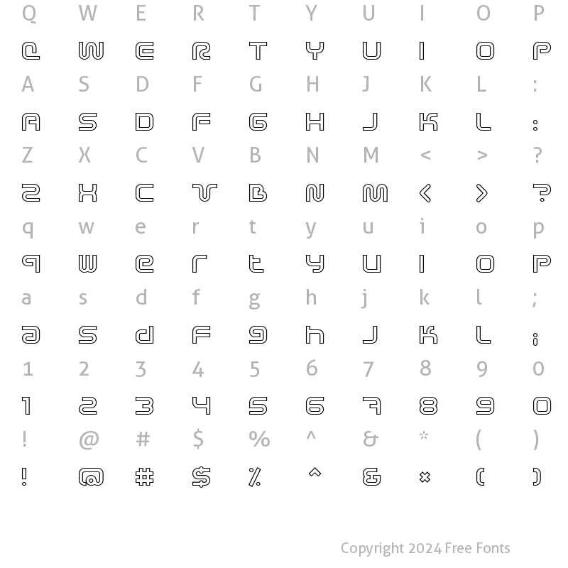 Character Map of Sci Fied X Outline Regular