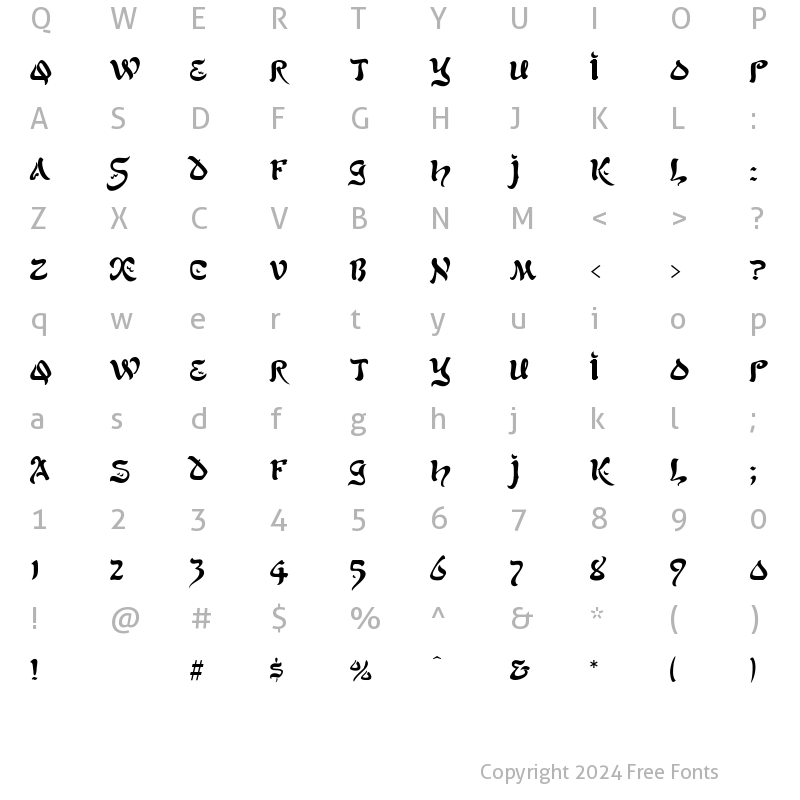 Character Map of Scimitar Regular