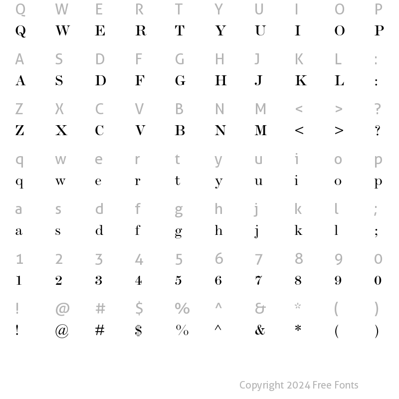 Character Map of Scotch Roman MT Std Regular