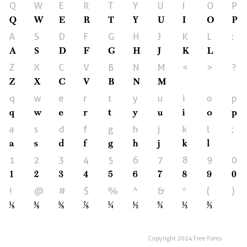 Character Map of Scotch TextFraction Bold