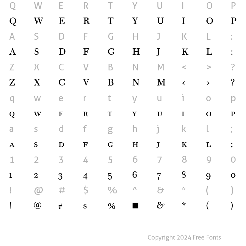 Character Map of Scotch TextSmallcaps Regular