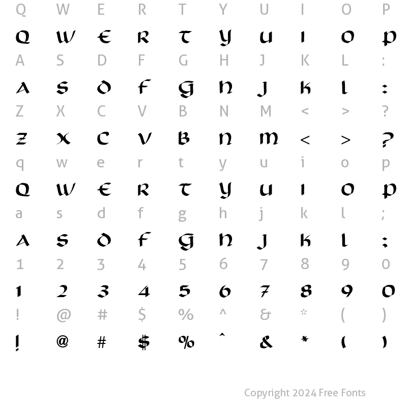 Character Map of Scotford Uncial Regular