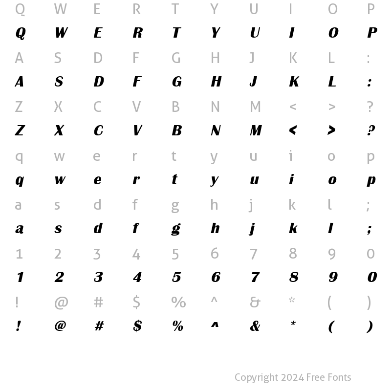 Character Map of Scotsdale Italic