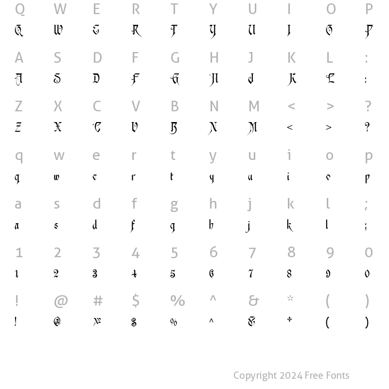 Character Map of Scottsdale Text NF Regular