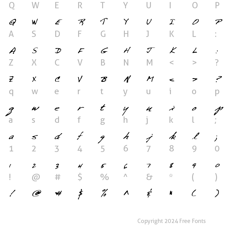 Character Map of ScottsHand Regular