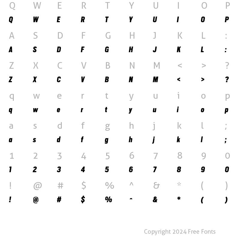 Character Map of ScoutCond BlackItalic