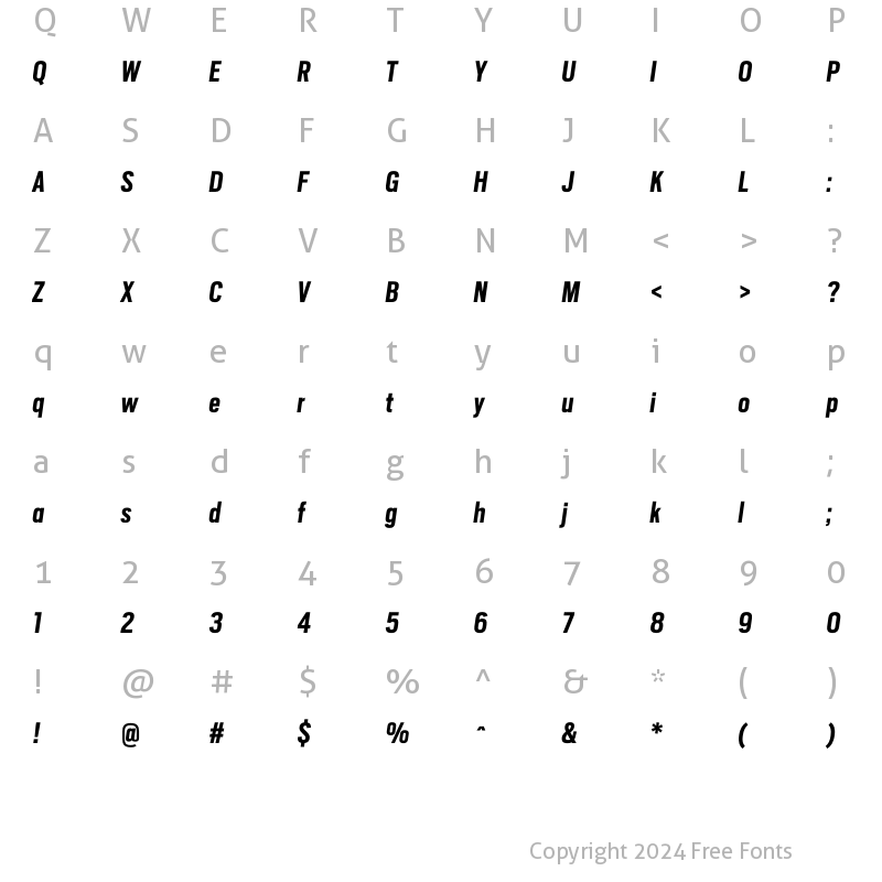 Character Map of ScoutCond BoldItalic