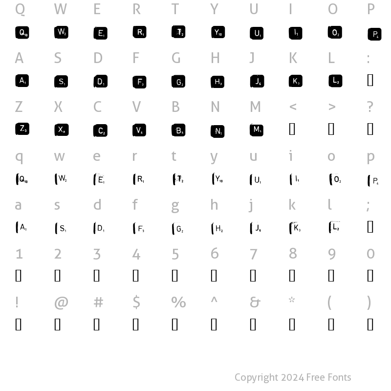 Character Map of scrabble Regular