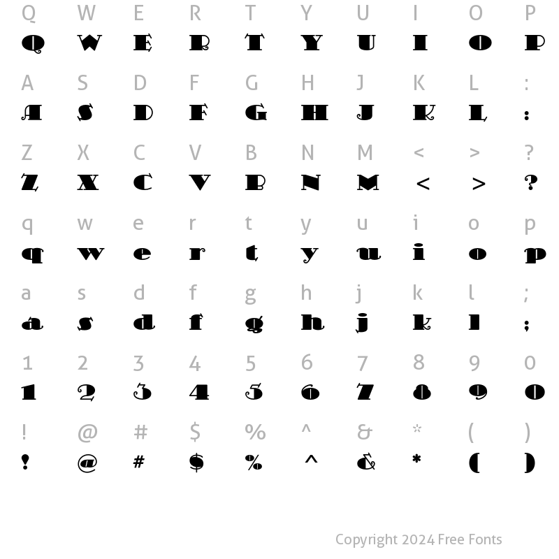 Character Map of Scram Gravy ITC Std Regular