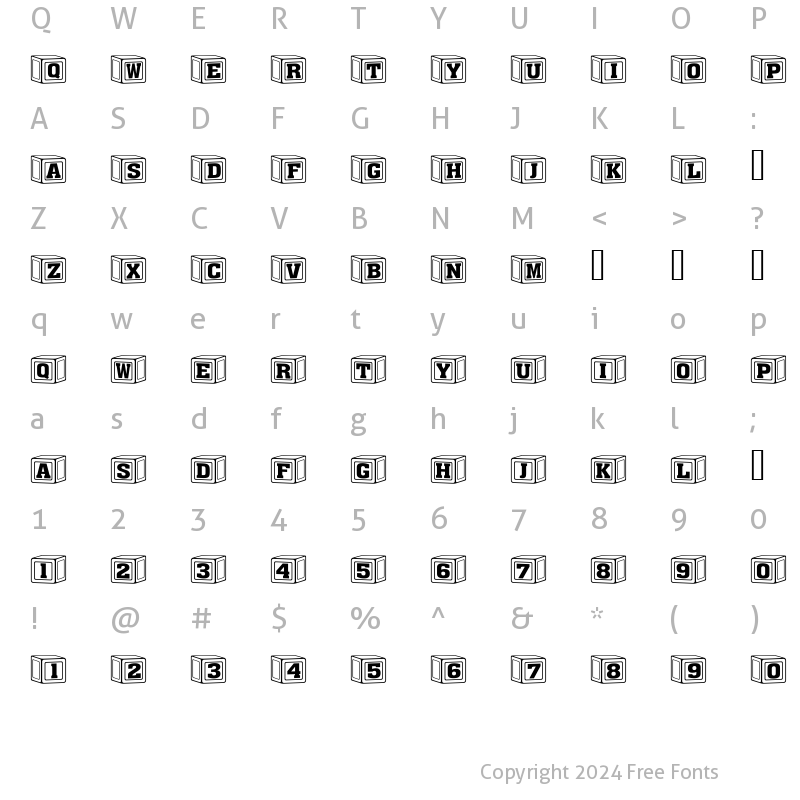 Character Map of Scrap Blocks Regular