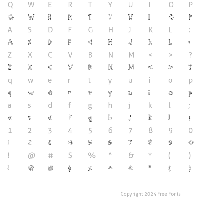 Character Map of Scrap Bones Regular