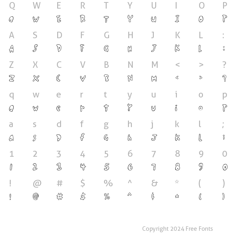 Character Map of Scrap Color Me 6 Regular