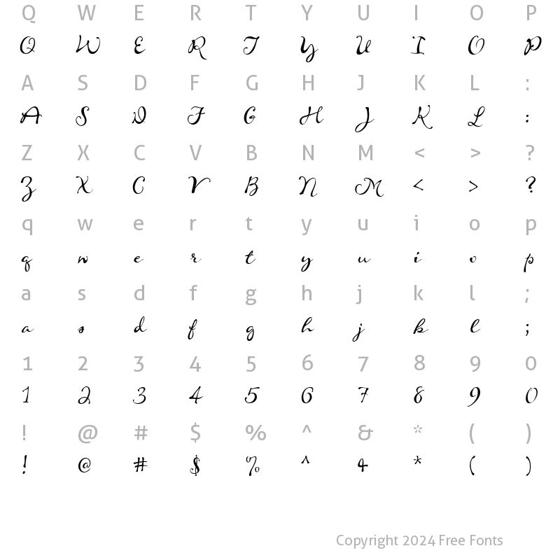 Character Map of Scrap Cursive Regular