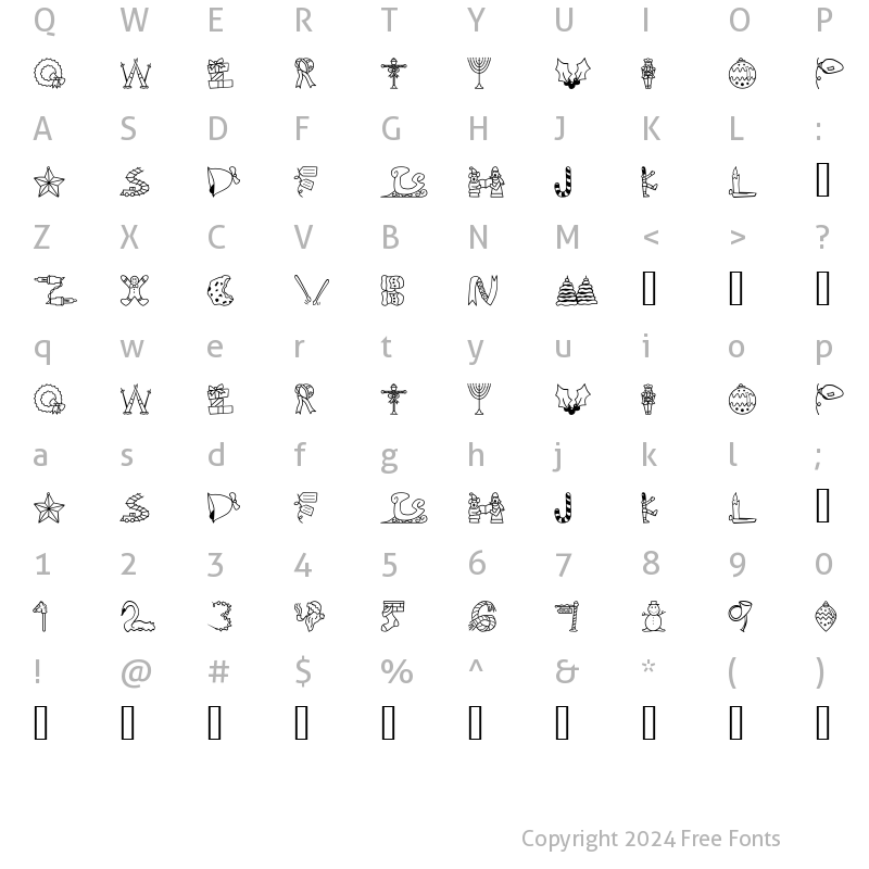 Character Map of Scrap Festive Regular