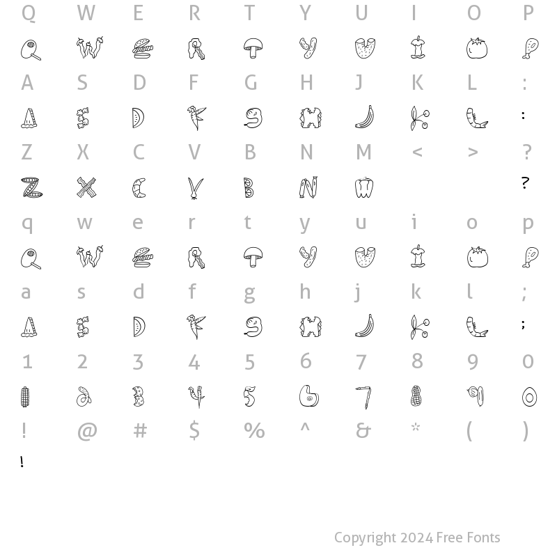 Character Map of Scrap Food Regular