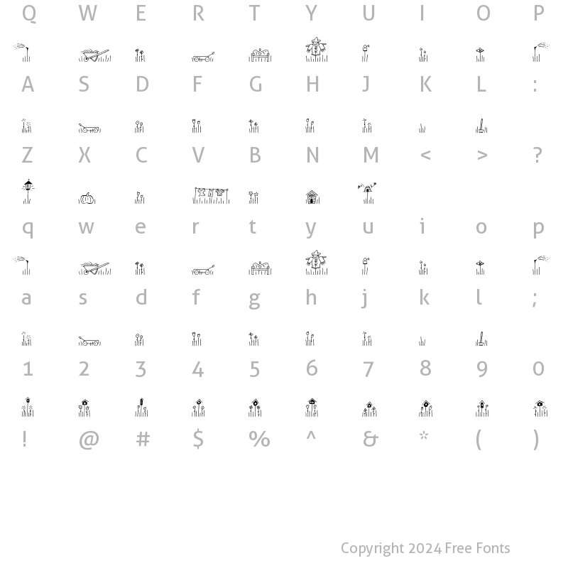 Character Map of Scrap Garden Regular