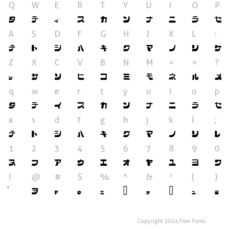 Character Map of SCRAP KANA