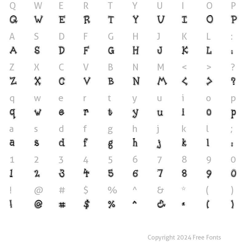 Character Map of Scrap Outline Regular