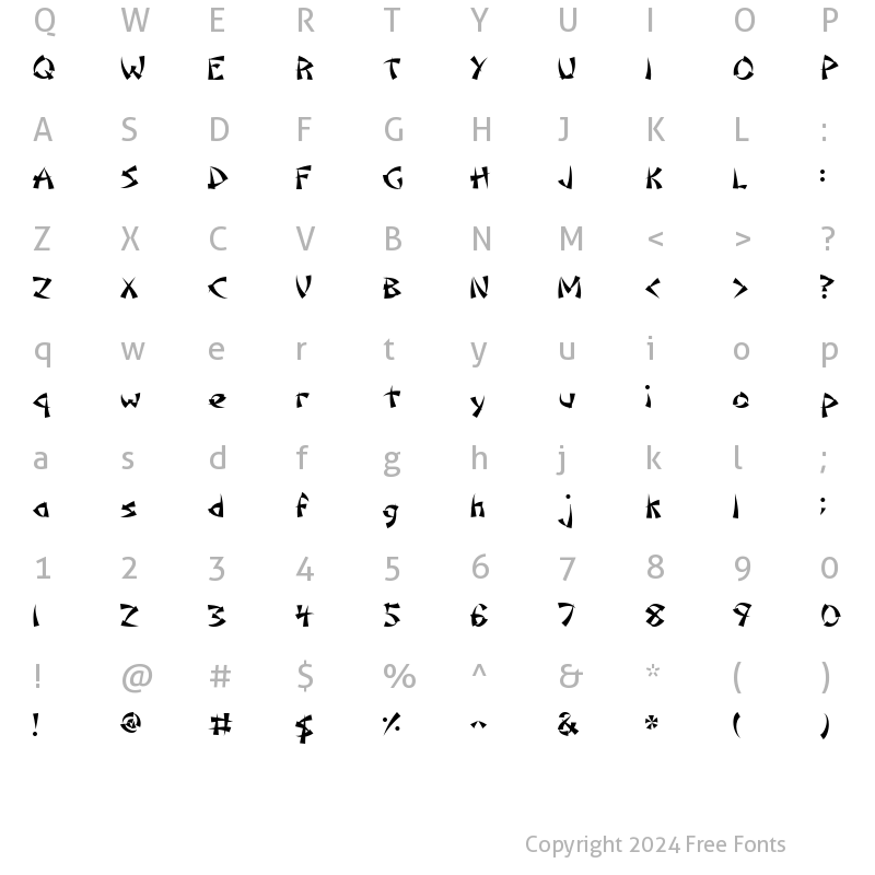 Character Map of Scrap Samurai Regular