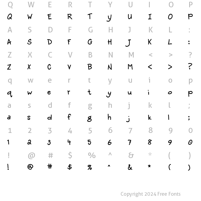 Character Map of Scrap Simple Regular