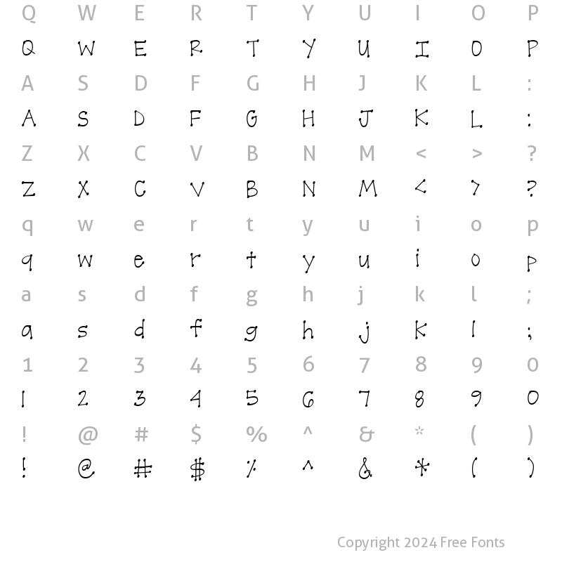 Character Map of Scrap Sister Regular